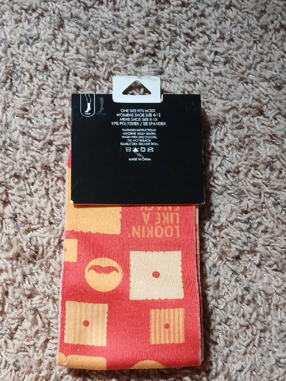Crew Socks - Red & Yellow Patterned Men's Crew Socks